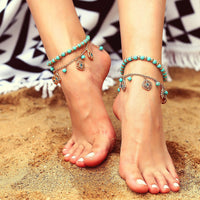 Thumbnail for Bohemian Turquoise Tassel Anklet
