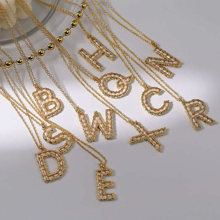 26 Letters Pearl Inlaid Necklace