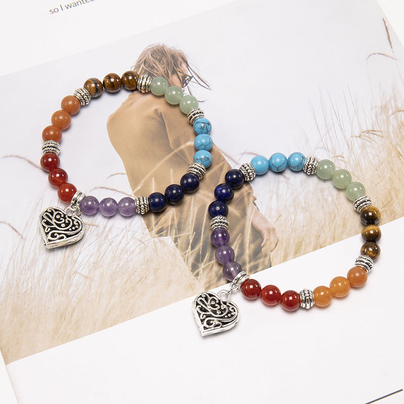 7 Chakra Heart Crystal Bracelet