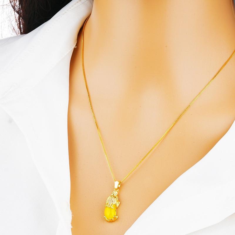 18k Gold Plated ATTRACT ABUNDANCE PIXIU & Agate Stone Necklace