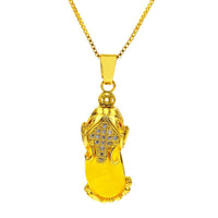 Thumbnail for 18k Gold Plated ATTRACT ABUNDANCE PIXIU & Agate Stone Necklace