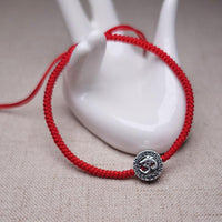 Thumbnail for Sterling Silver OM- SONG of  the UNIVERSE  Red Rope  Bracelet