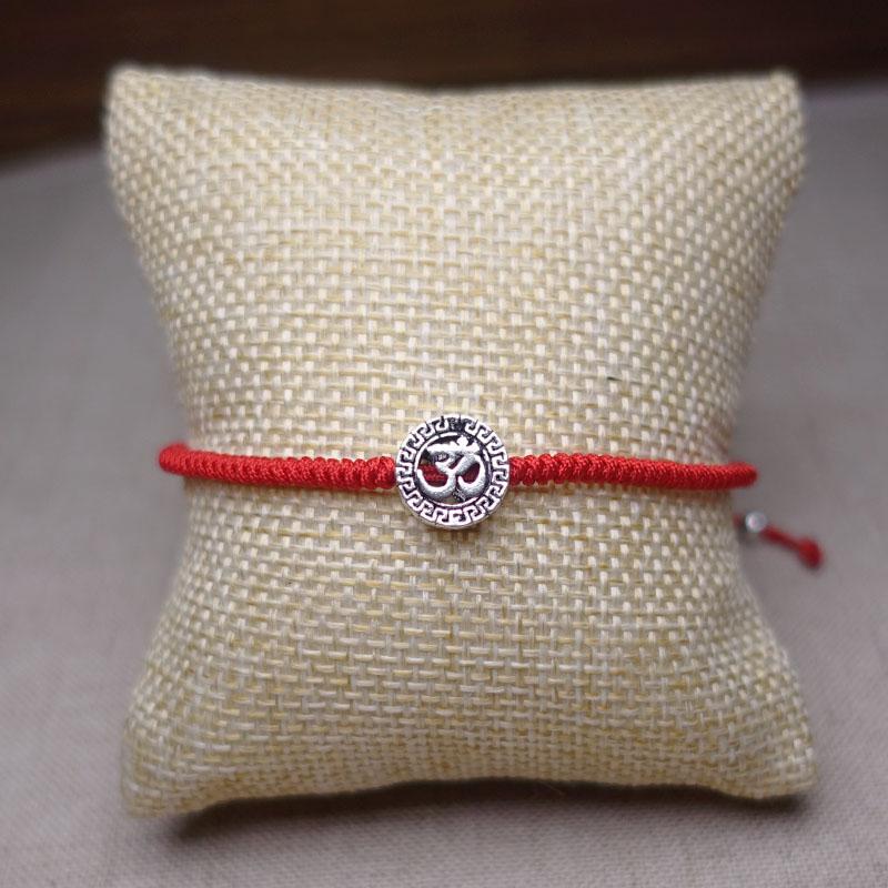 Sterling Silver OM- SONG of  the UNIVERSE  Red Rope  Bracelet