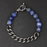 Thumbnail for Retro Stainless Steel & Skull Clasp with 10mm Natural Stones 'VITALITY' Bracelet- we can make ANY SIZE!