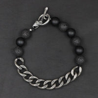 Thumbnail for Retro Stainless Steel & Skull Clasp with 10mm Natural Stones 'VITALITY' Bracelet- we can make ANY SIZE!