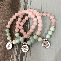 Thumbnail for Rose Quartz & Amazonite EMOTIONAL HEALING Natural Stone Charm Bracelet