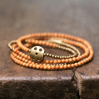 Thumbnail for Ethnic Tibetan Olive Nut Wood Bead & Copper Accent ENERGY Bracelet