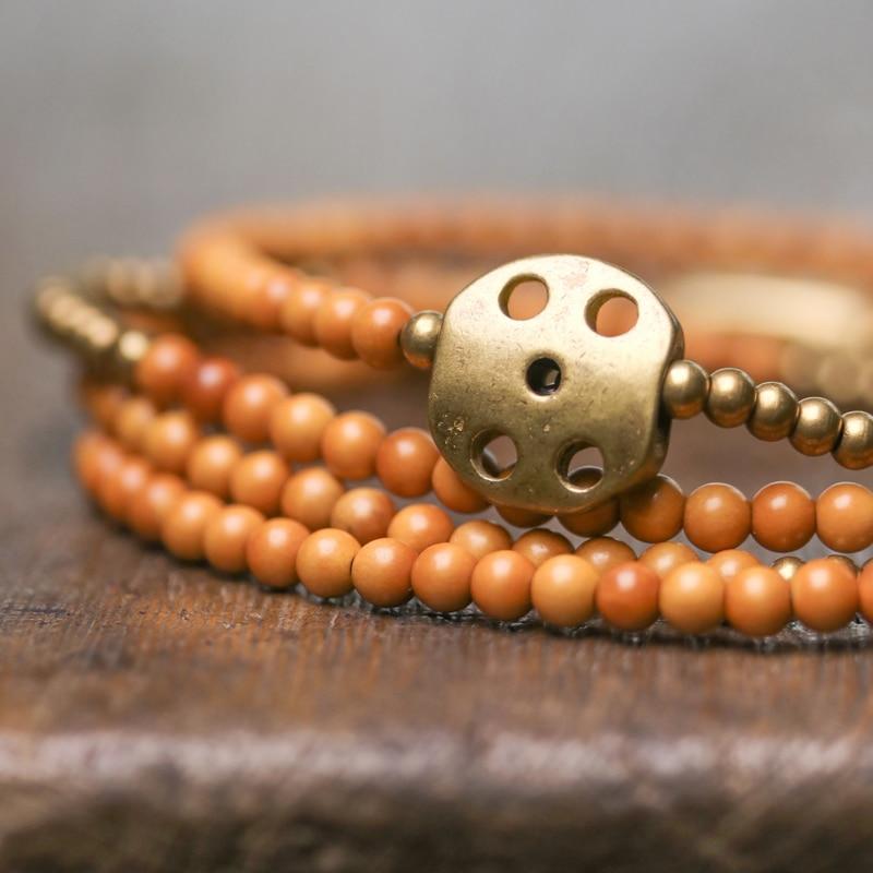 Ethnic Tibetan Olive Nut Wood Bead & Copper Accent ENERGY Bracelet