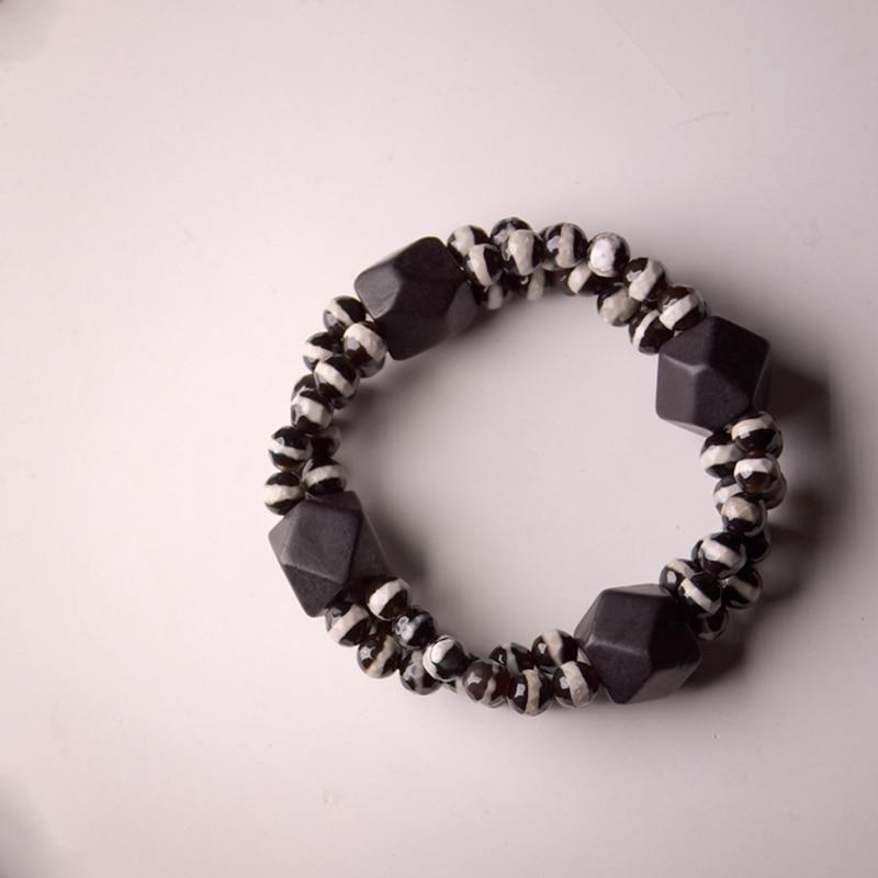 Natural Ebony Wood & Black Onyx Bracelet