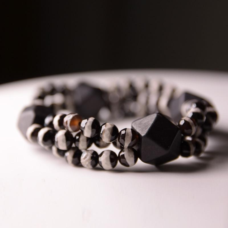 Natural Ebony Wood & Black Onyx Bracelet