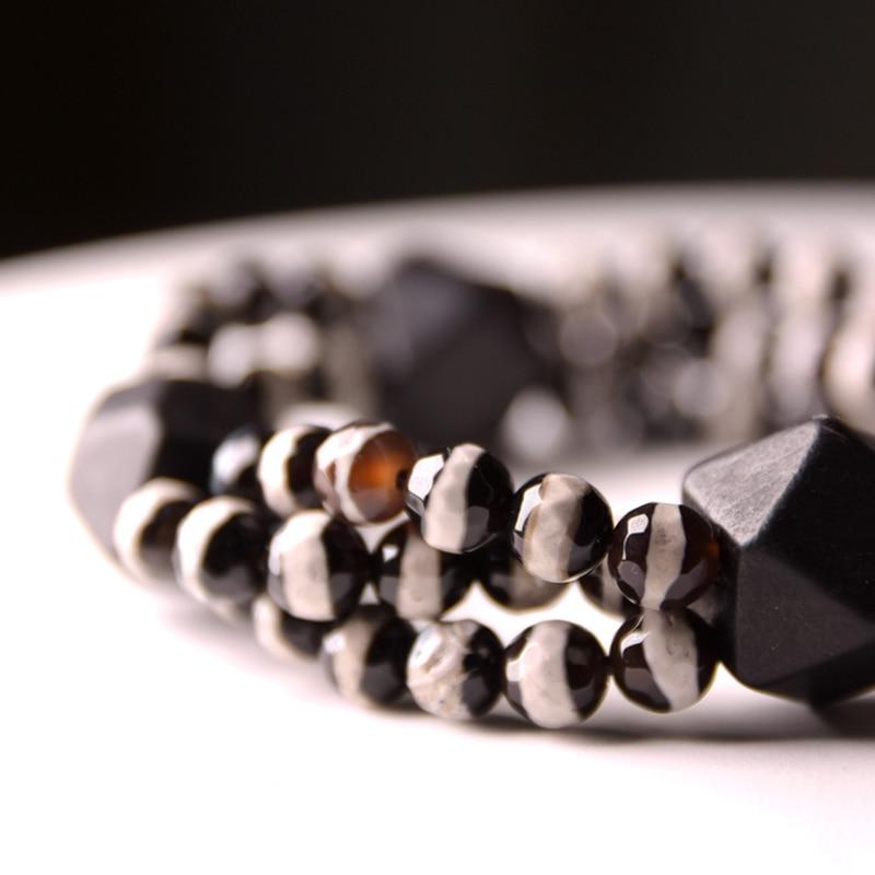 Natural Ebony Wood & Black Onyx Bracelet