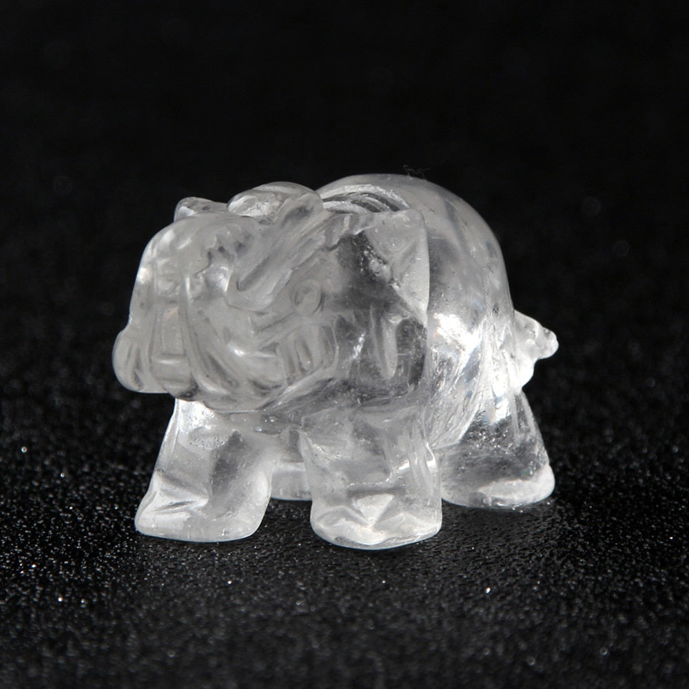 NATURAL STONE CARVED ELEPHANT REIKI CRYSTAL