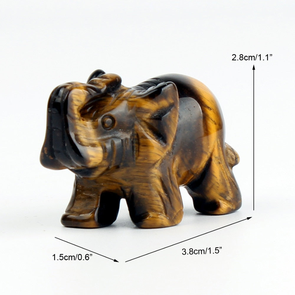 NATURAL STONE CARVED ELEPHANT REIKI CRYSTAL