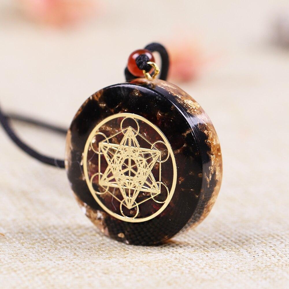 Handmade Obsidian & Garnet 'HEIGHTEN INSPIRATION' ORGONITE Pendant