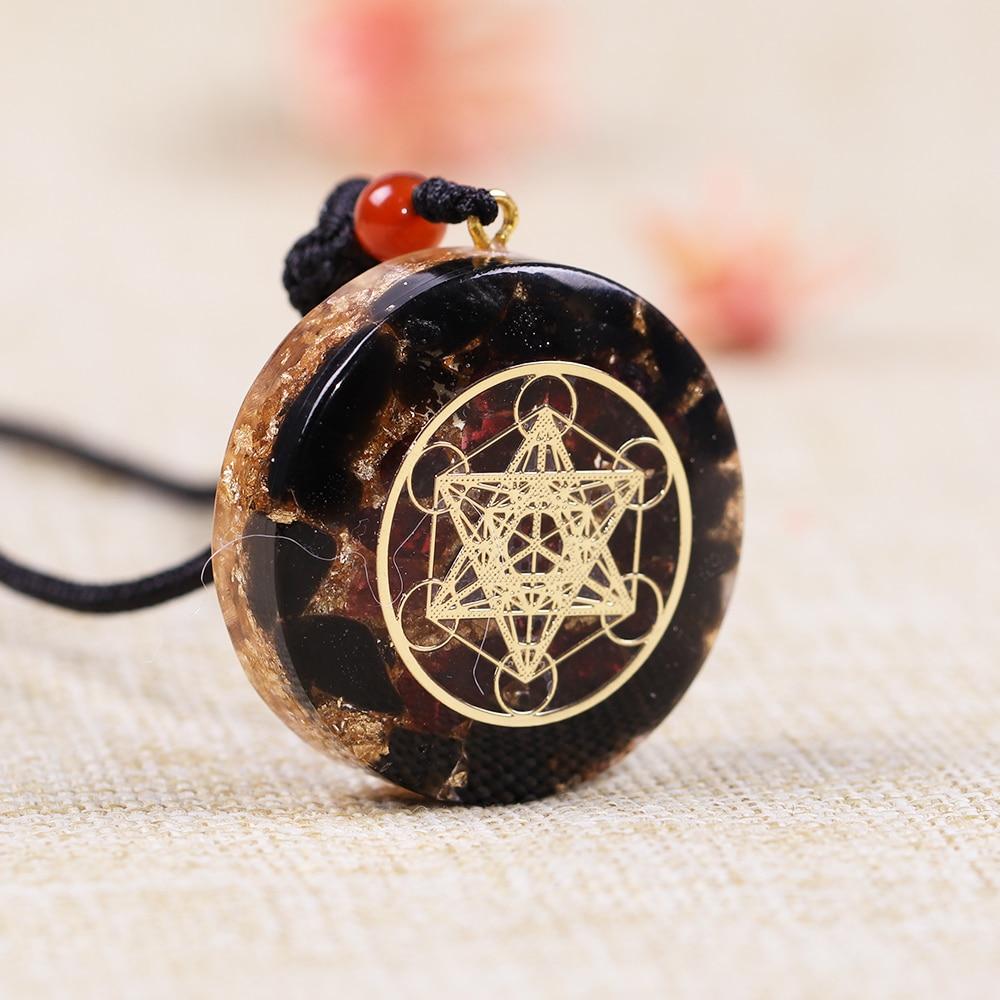 Handmade Obsidian & Garnet 'HEIGHTEN INSPIRATION' ORGONITE Pendant