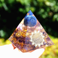 Thumbnail for #153 - Handmade Amethyst & Lapis Lazuli  'Flower of Life 'DEFLECT NEGATIVITY' ORGONITE Pyramid