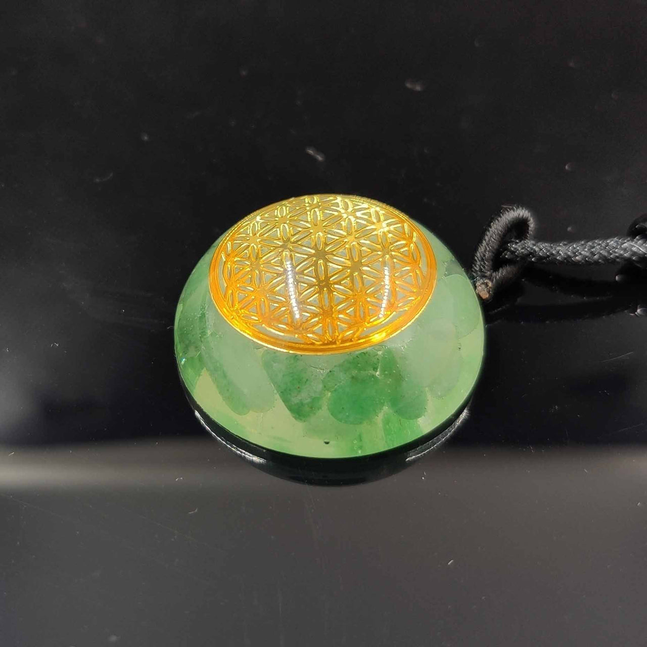 Handmade Green Aventurine Stone 'ATTRACT LUCK' Flower of Life ORGONITE Necklace