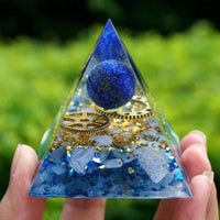 Thumbnail for #116-Handmade Lapis Lazuli & Blue Chalcedony Crystal Sphere 'UBER MEMORY ' ORGONITE Pyramid