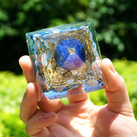 Thumbnail for #116-Handmade Lapis Lazuli & Blue Chalcedony Crystal Sphere 'UBER MEMORY ' ORGONITE Pyramid