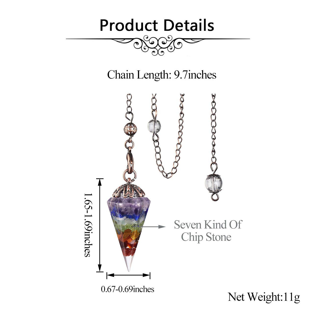 Orgonite Reiki 7 Chakra Healing Pendulum