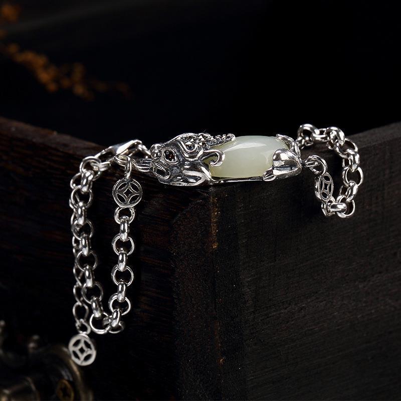 THAI SILVER Hetian Jade Feng Shui Pixiu Bracelet