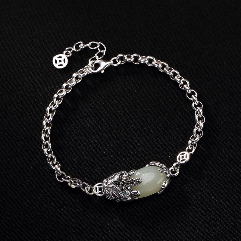 THAI SILVER Hetian Jade Feng Shui Pixiu Bracelet