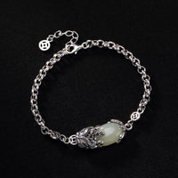 Thumbnail for THAI SILVER Hetian Jade Feng Shui Pixiu Bracelet