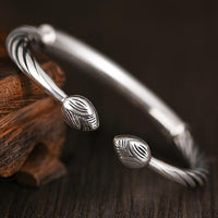 Thumbnail for Ethnic Thai Silver 'Jewel in the Lotus' Corkscrew Bangle