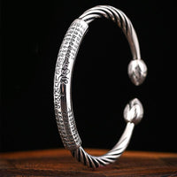 Thumbnail for Ethnic Thai Silver 'Jewel in the Lotus' Corkscrew Bangle