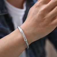 Thumbnail for Ethnic Thai Silver 'Jewel in the Lotus' Corkscrew Bangle