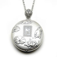 Thumbnail for Thai Silver Gautama Buddha Lotus 'Tibetan Mantra' Pendant Necklace