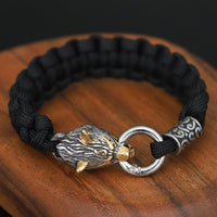 Thumbnail for Stainless Steel Nordic Accent & WOLF Head 'INTUITION' Bracelet