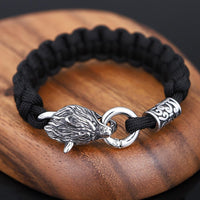 Thumbnail for Stainless Steel Nordic Accent & WOLF Head 'INTUITION' Bracelet