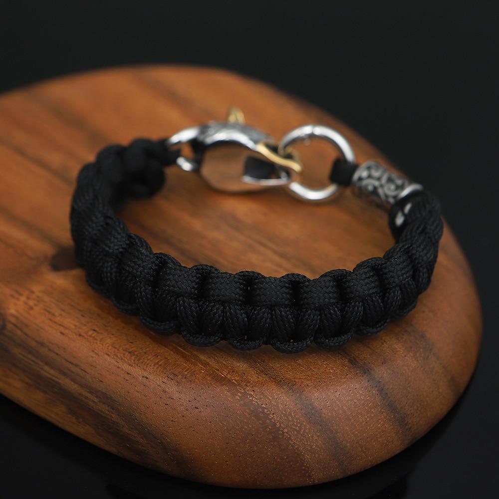 Stainless Steel Nordic Accent & WOLF Head 'INTUITION' Bracelet