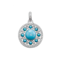 Thumbnail for Silver & Zirconia Ethnic Tribal Turquoise Pendant Necklace