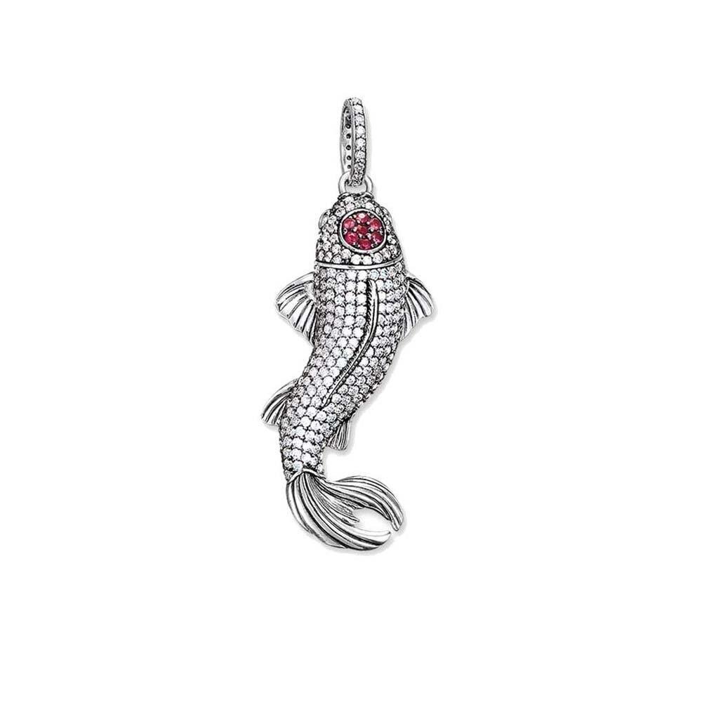 Silver & Zirconia TANCHO Koi Pendant Necklace