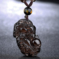 Thumbnail for Natural Stone Ice Obsidian PIXIU PROTECTION Pendant Necklace