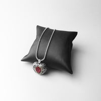 Thumbnail for Silver & Zirconia Red Winged Heart Pendant Necklace