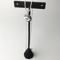 Thumbnail for Silver & Zirconia Bejeweled Nazar Eye Pendant Necklace