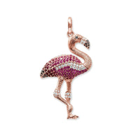 Thumbnail for Silver & Zirconia Journey to Paradise Flamingo Pendant Necklace