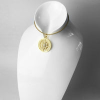 Thumbnail for Silver & Zirconia Golden Sun Pendant Necklace