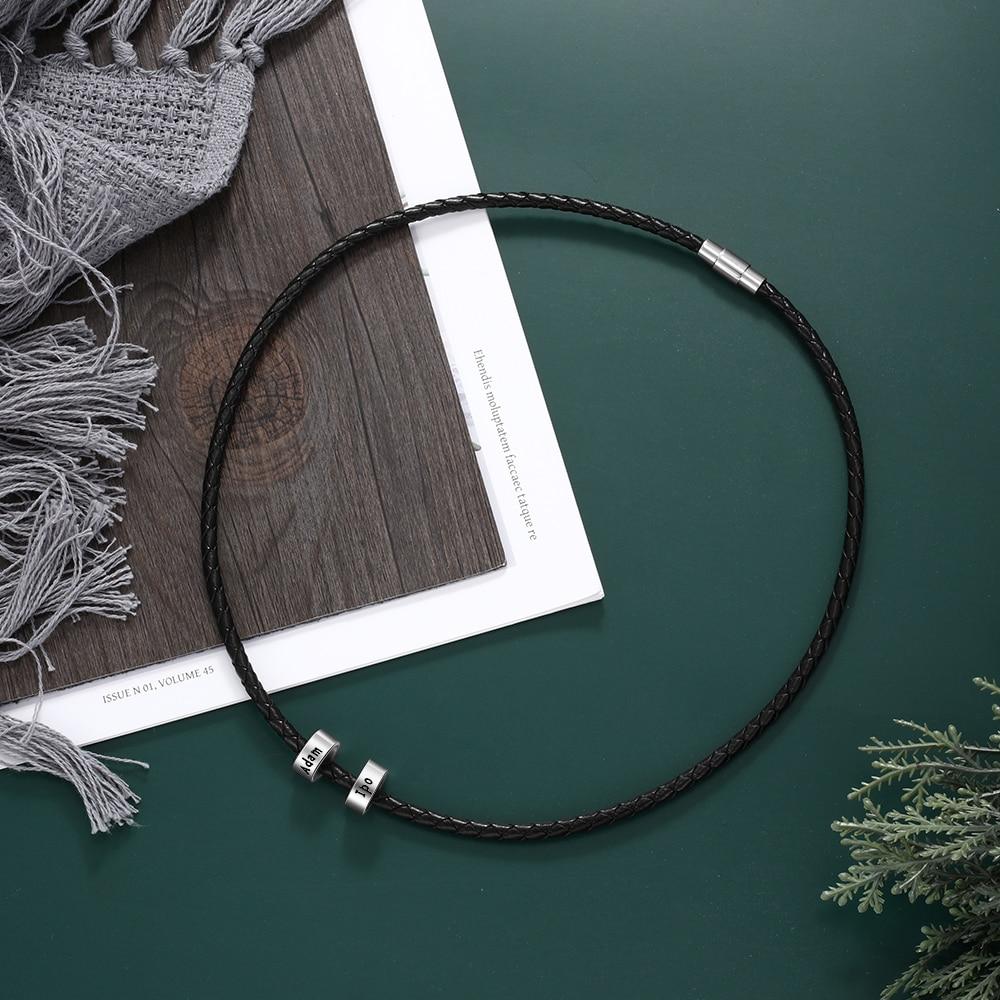 Men's Customizable Braided Leather Choker Necklace