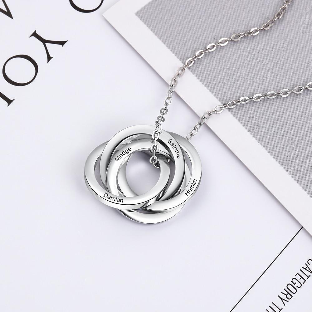 Stainless Steel Personalized Russian Ring 'ETERNITY' Necklace