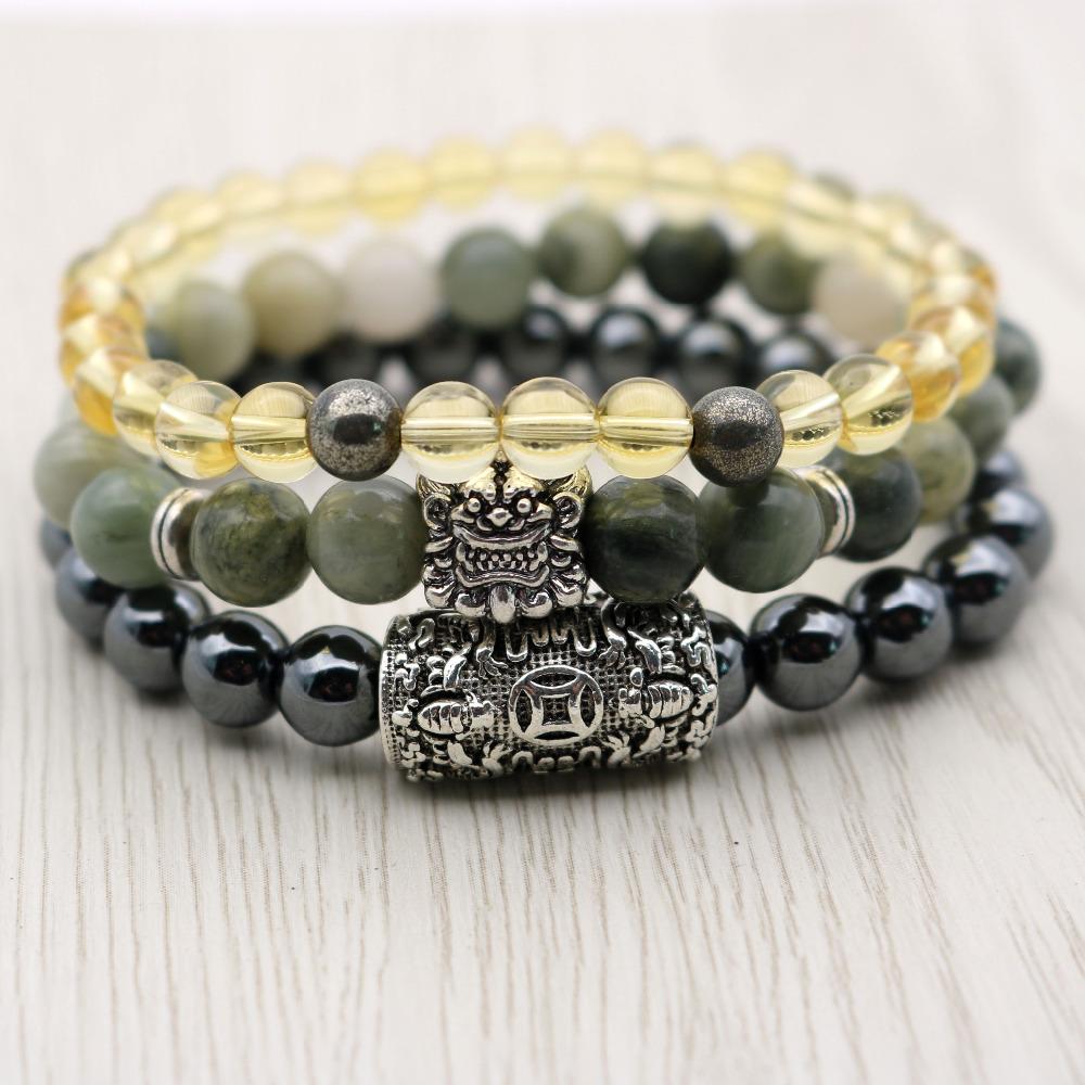 Mens Pi Xiu & Stone $$ ULTIMATE MONEY MAGNETS  3/pc Bracelet Set