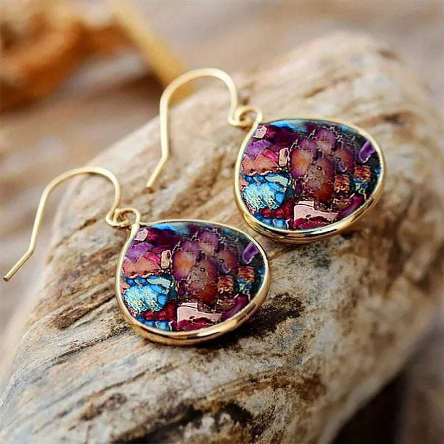 Pink Floral Jasper Earrings