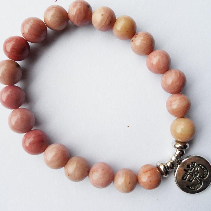 Prosperity and Love Pink Aventurine Om Bracelet YourSoulPlace.com