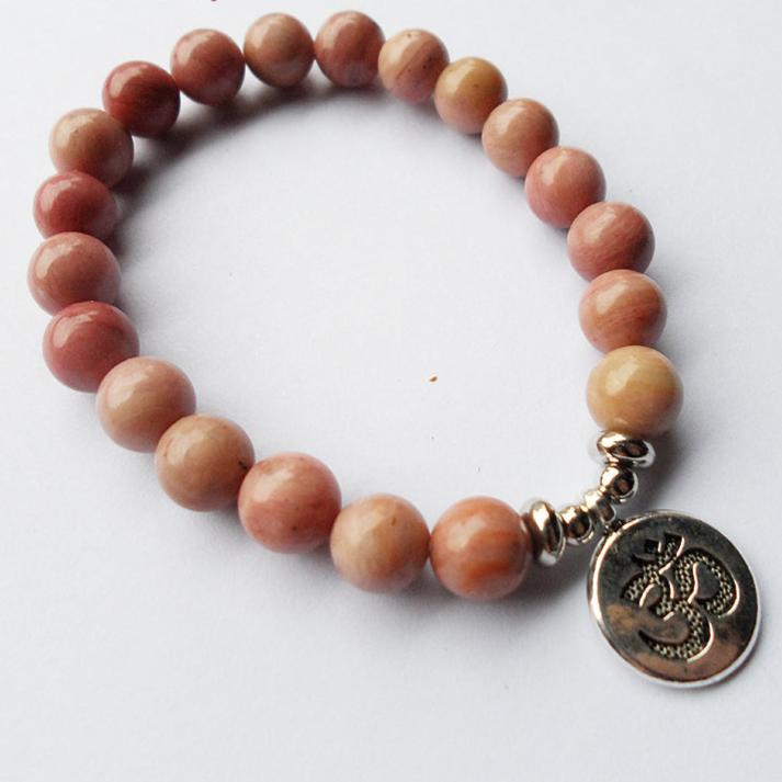 Prosperity and Love Pink Aventurine Om Bracelet YourSoulPlace.com