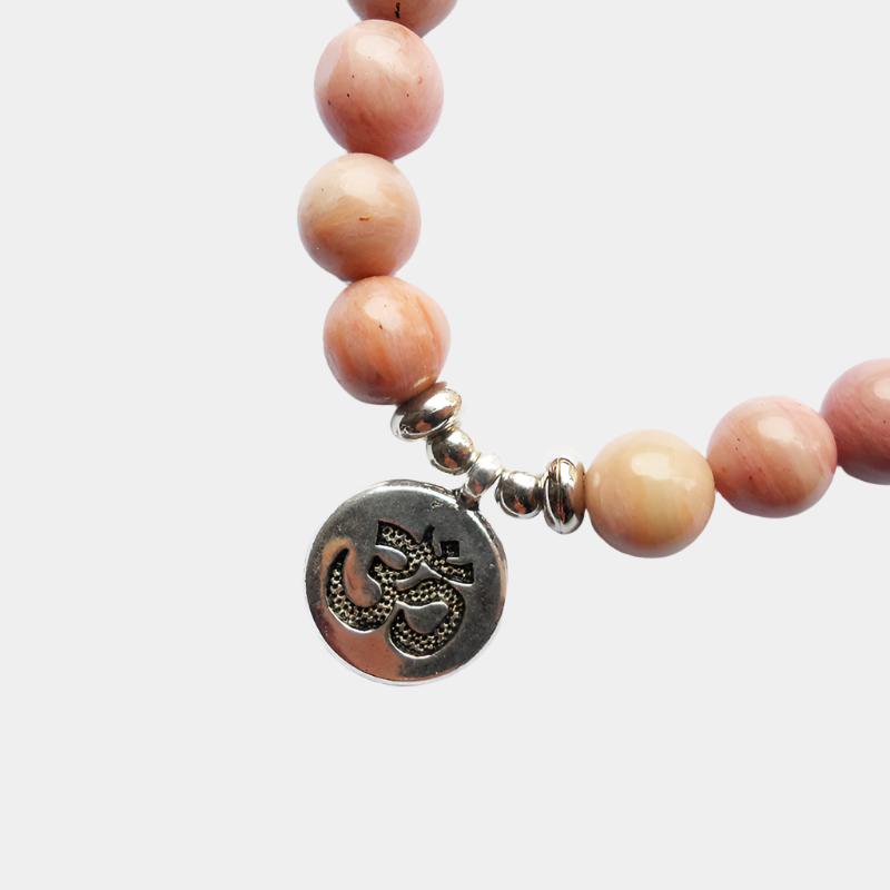 Prosperity and Love Pink Aventurine Om Bracelet YourSoulPlace.com