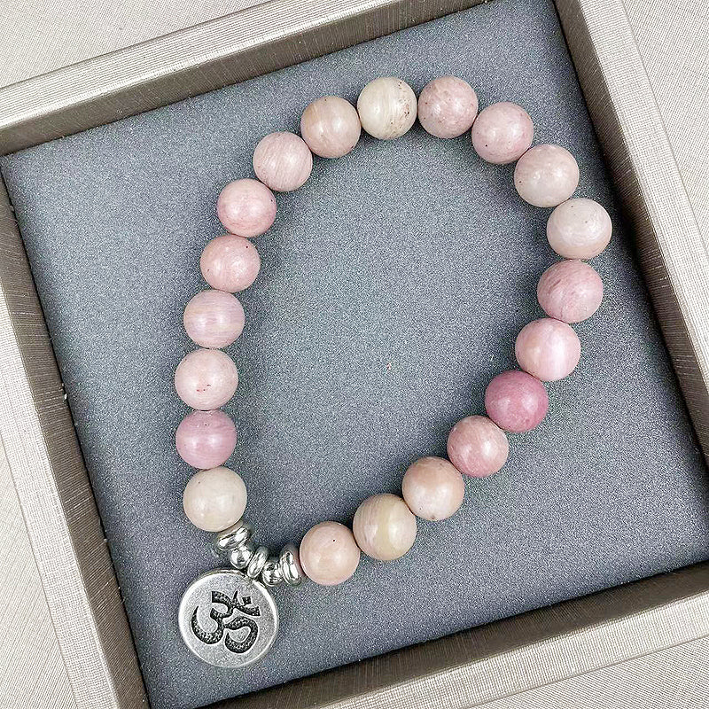 Prosperity and Love Pink Aventurine Om Bracelet YourSoulPlace.com