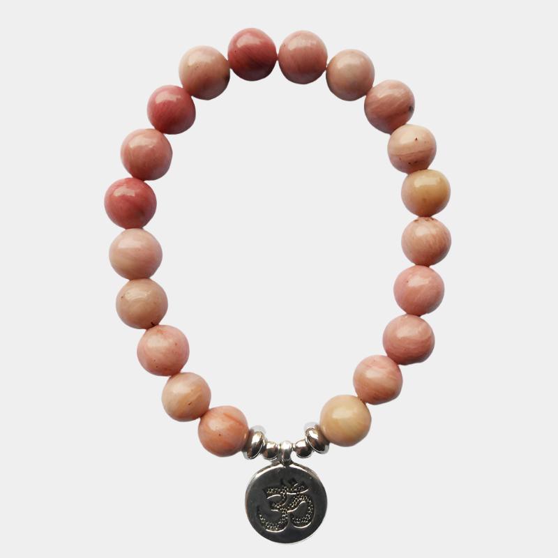 Prosperity and Love Pink Aventurine Om Bracelet YourSoulPlace.com